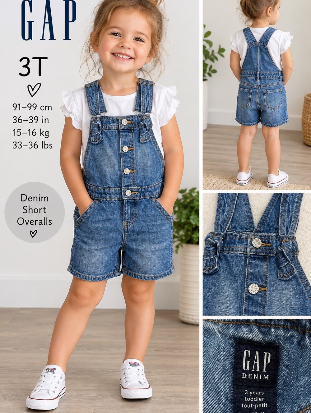 size 3T GAP Blue Overalls Comfortable Stylish Bottoms